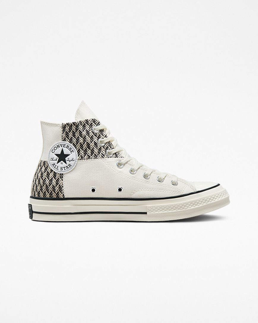 Tenisi Inalti Barbati Converse Chuck 70 Patchwork Bej Albi Negrii | RO HKXDN412